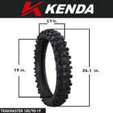 Kenda Trakmaster K760 100/90-19 Rear Tire for Motorcycles, Dirt Bikes, and City Bikes - Durable Off-Road & Street Performance with Keychain 100x90x19